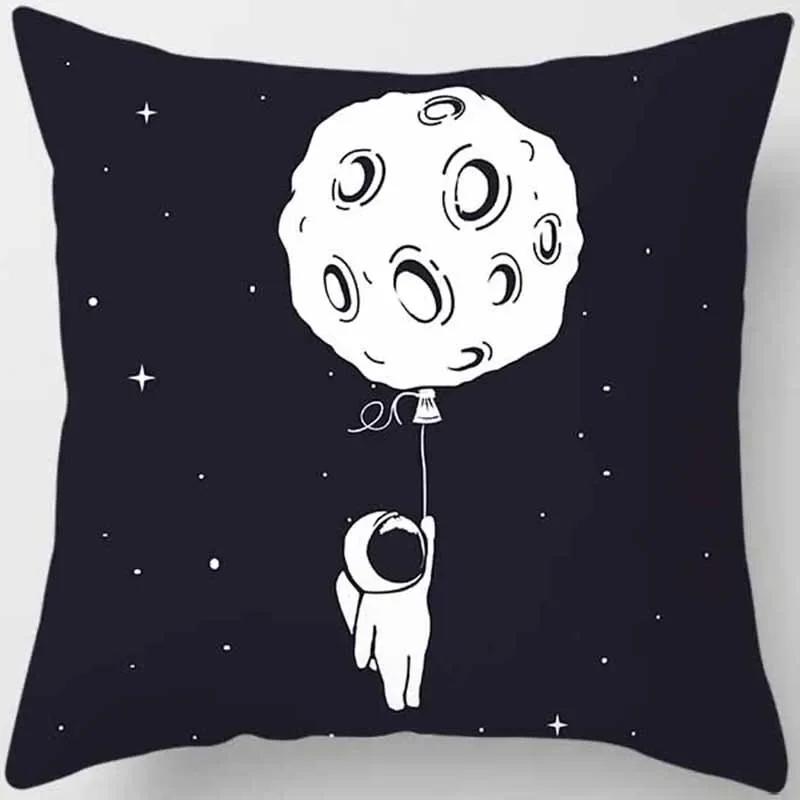 Cartoon Humor Astronaut Print Square Pillowcase Home Decor Car Sofa Cushion Cover