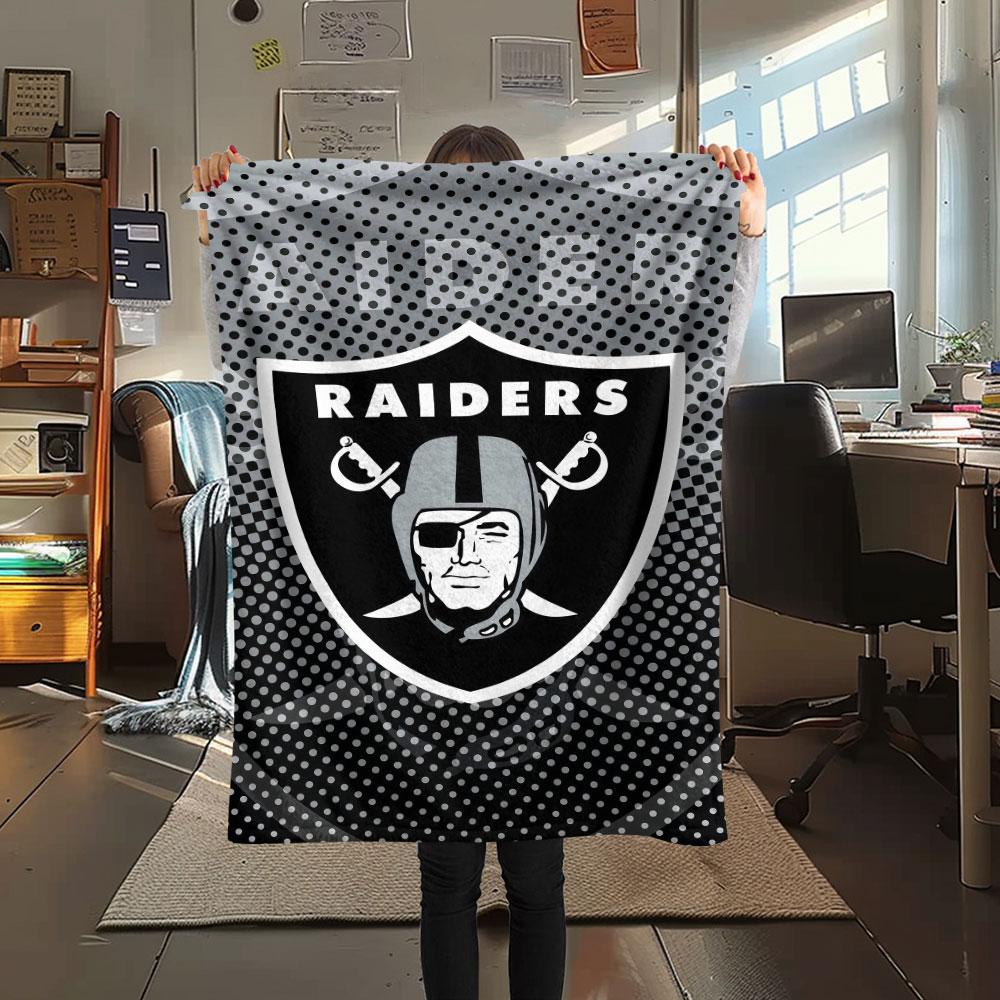 Black Raiders Printed Flannel Blanket, soft throw for bedroom sofa, washable, fan merchandise, great gift.