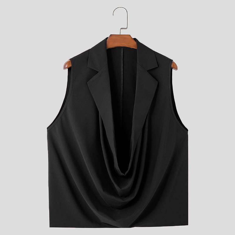 INCERUN Мужские свободные майки без рукавов с вырезом-хомутиком и глубоким V-образным вырезом