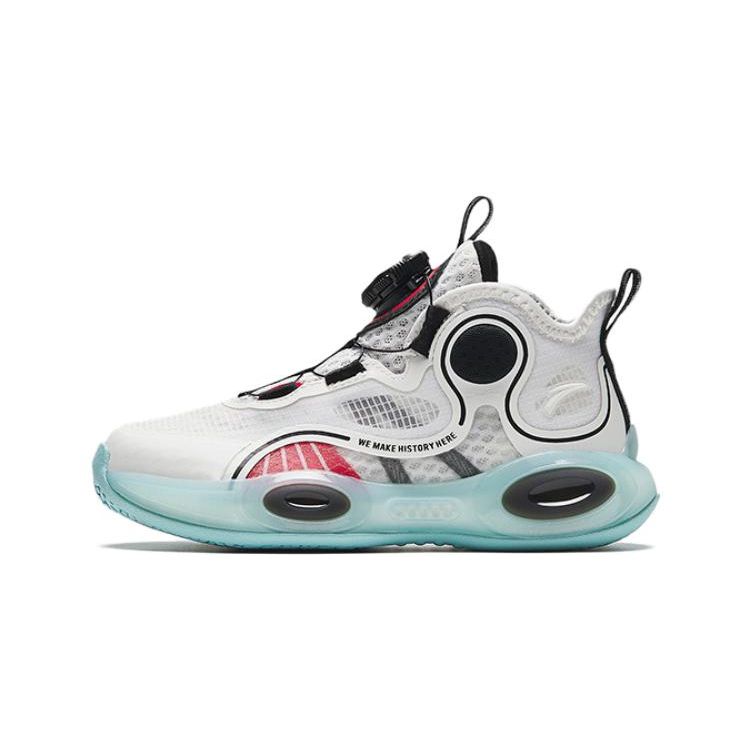 Anta Амортизирующие Прочные Дышащие Низкие Детские Баскетбольные Кроссовки Детские кроссовки Белый Черный 312339956-7