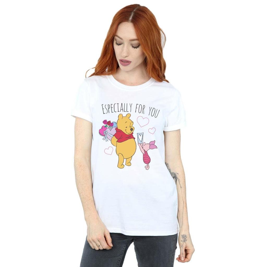 Disney Womens/Ladies Winnie The Pooh Piglet Valentines Gift Cotton Boyfriend T-Shirt