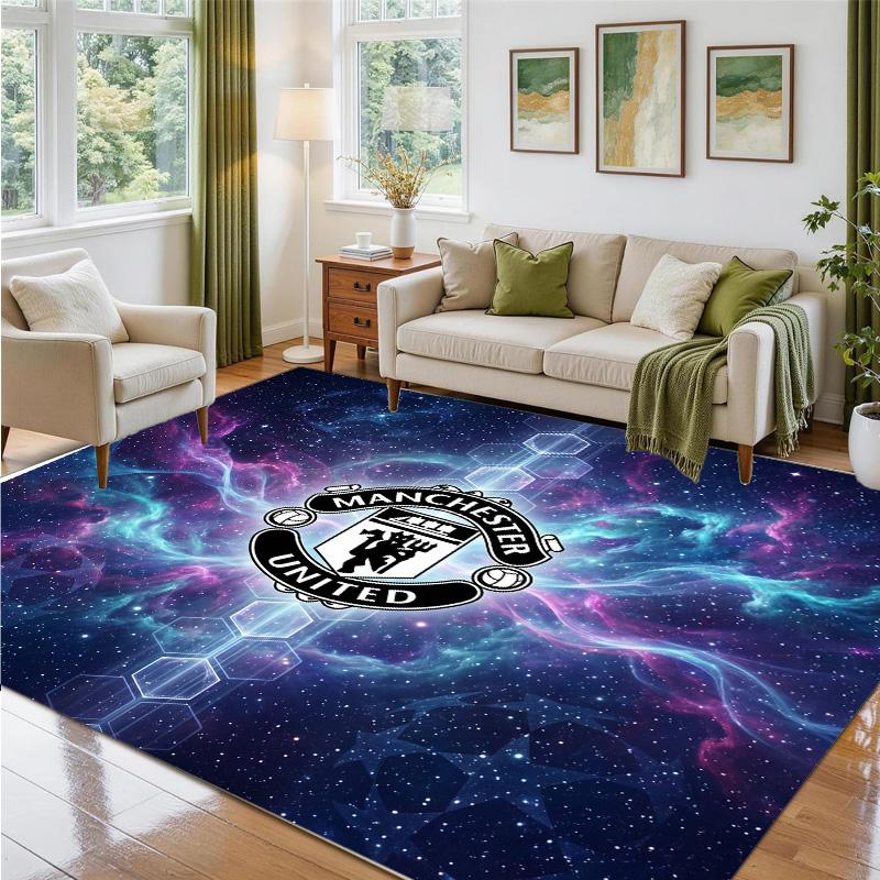 Manchester United Design Crystal Velvet Rug Soft Decorative Mat for Bedroom Entrance