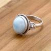 Larimar Gemstone 925 Silver Ring, Oval Larimar Handmade Women Ring, Gift For Her Anniversary, Statement Silver Ring