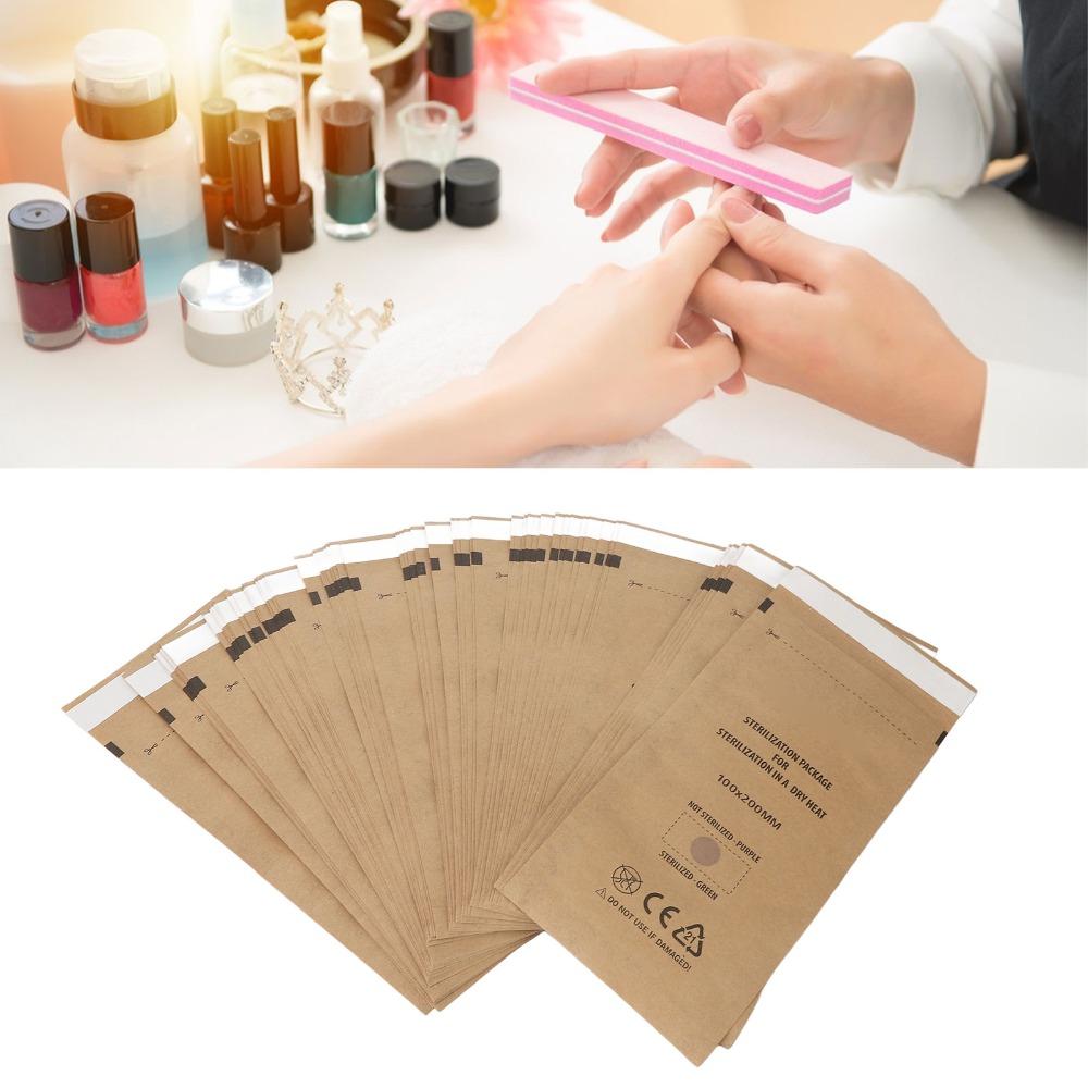 100PCS Disposable Self Sealing Pouch Kraft Paper Cleansing Bag Sterilization Pouches Nail Shops