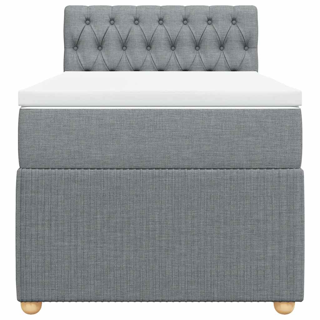 Box Spring Bed with Mattress Light Grey 90 x 190 cm Fabric