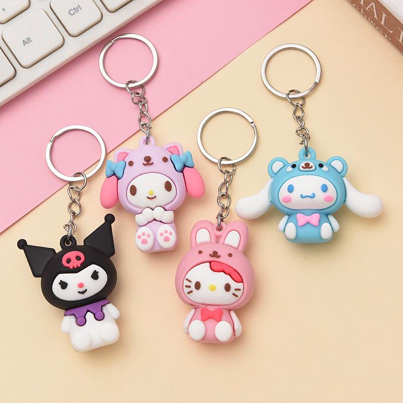 Kawaii Kuromi Creative Toy Keychain Charm My Melody Cinnamoroll 5CM Couple bag ornament packaging decoration Gift