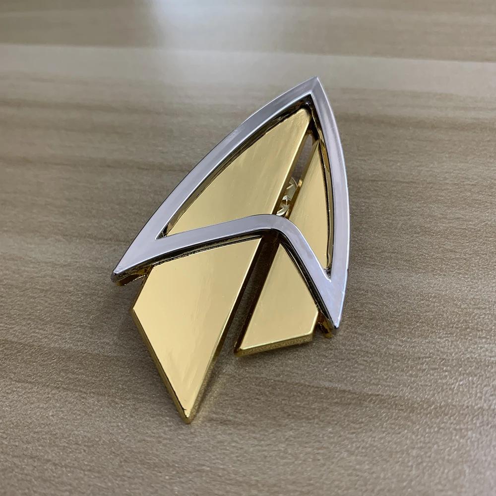 Admiral JL Picard Badges Metal The Next Generation Communicator Gold Pins Brooches ST Accessories Halloween Party Prop