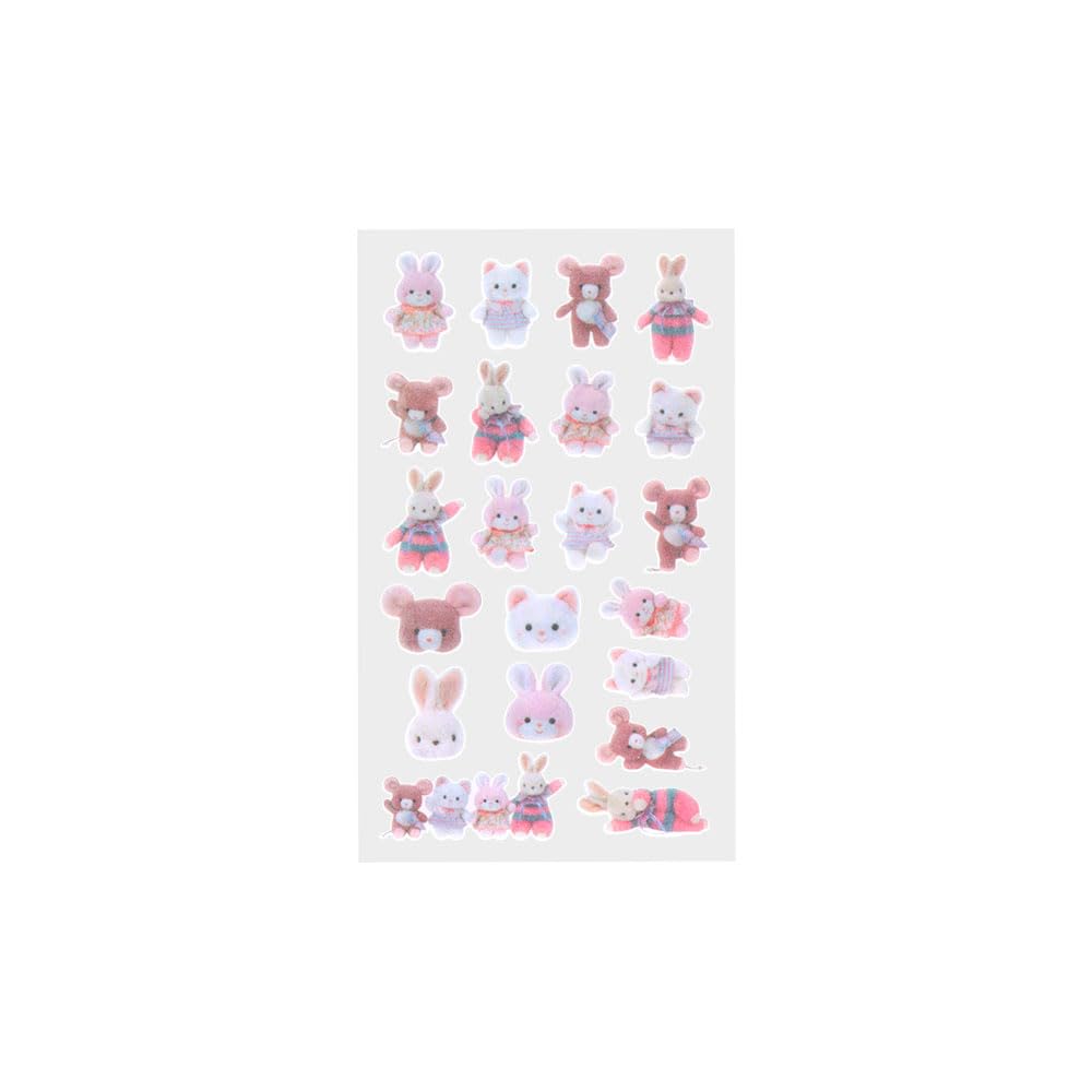 Sun-Star Stationery Retro Plush Collection (Yoshitoku) Flocked Sticker, P