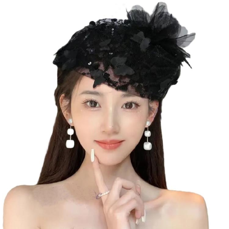 Привлекательная шляпка-фасинатор с перьевым цветком, повязка на голову для женщин, украшение для волос для вечерней вечеринки, банкета, заколка для волос
