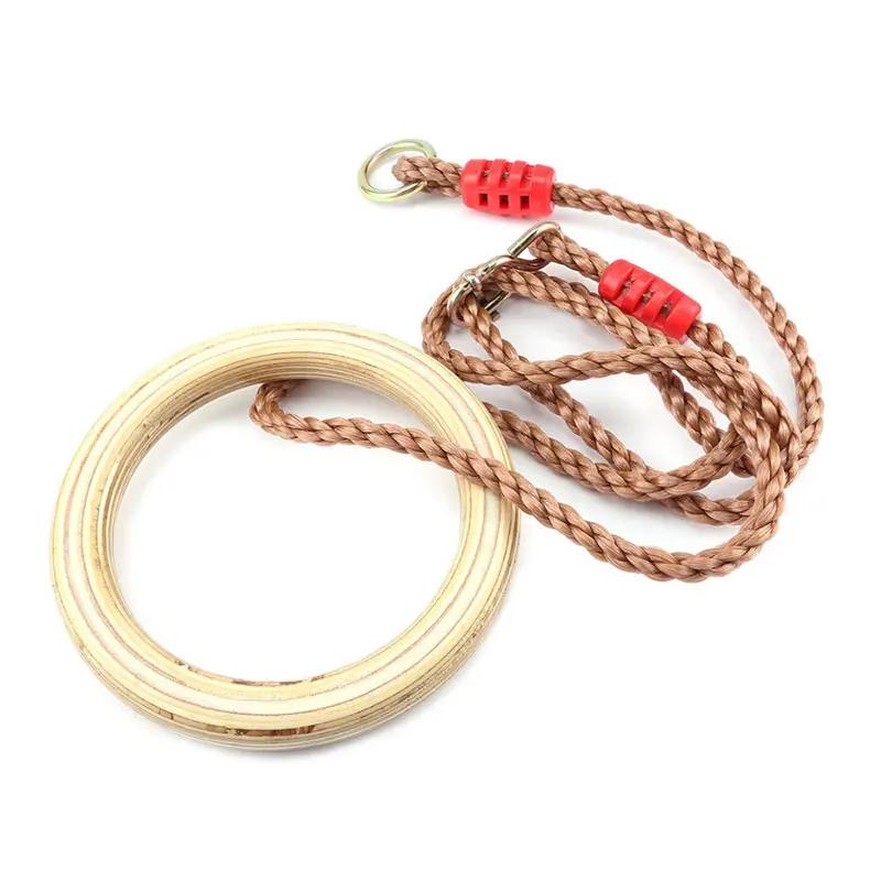 2 шт./компл. Детские деревянные качели Кольца Трапеция Качели Спорт на открытом воздухе Фитнес Игрушки Лазание в помещении Высокие Детские Деревянные Кольца с Веревкой