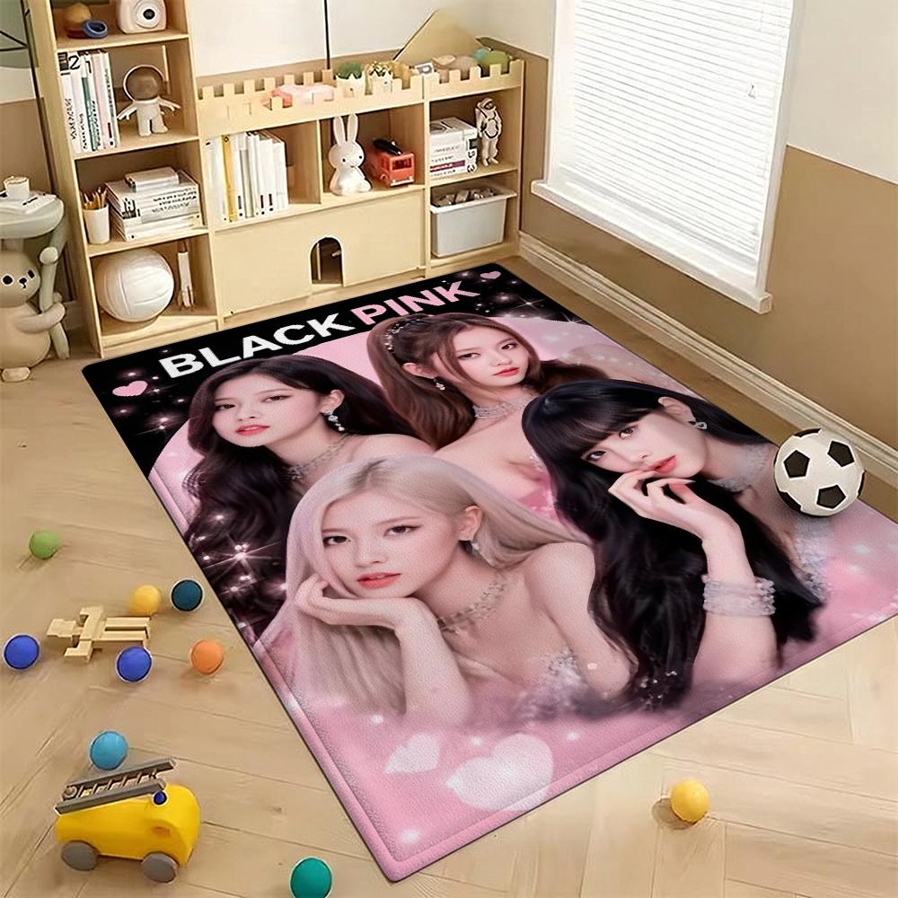 Kpop Blackpink Mysterious Pink Aura Rectangular Rug Absorbent Nonslip Carpet For Living Room Bedroom Office Home Party Decor Holiday Gift