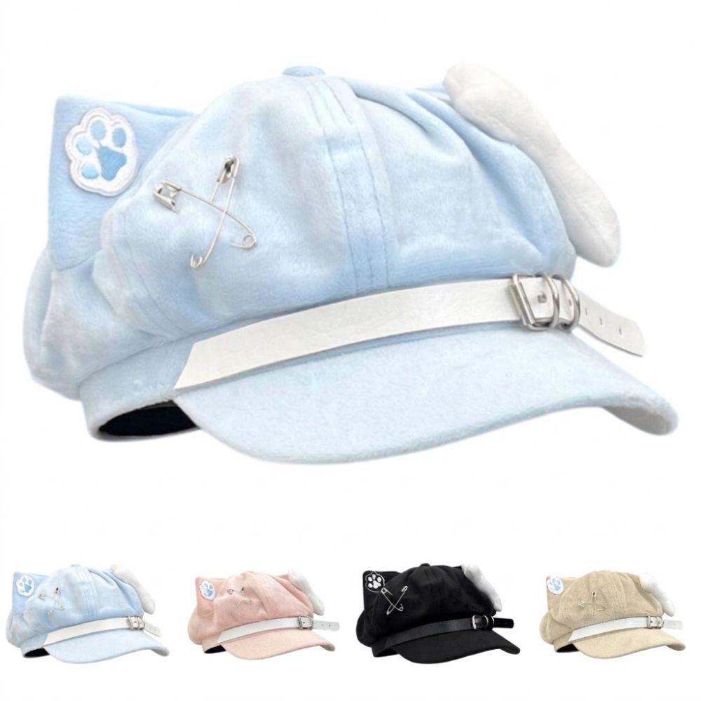 Cute Cat Ears Women's Beret Anime Cat Paw Pattern Newsboy Cap Sweet Japanese Style Baseball Cap Everyday Outfits