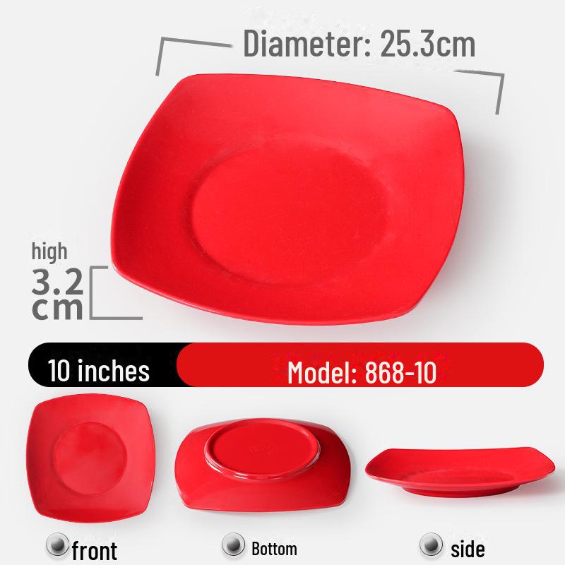 Квадратная тарелка из ударопрочного меламина - долговечный искусственный фарфор для ресторанов и отелей.