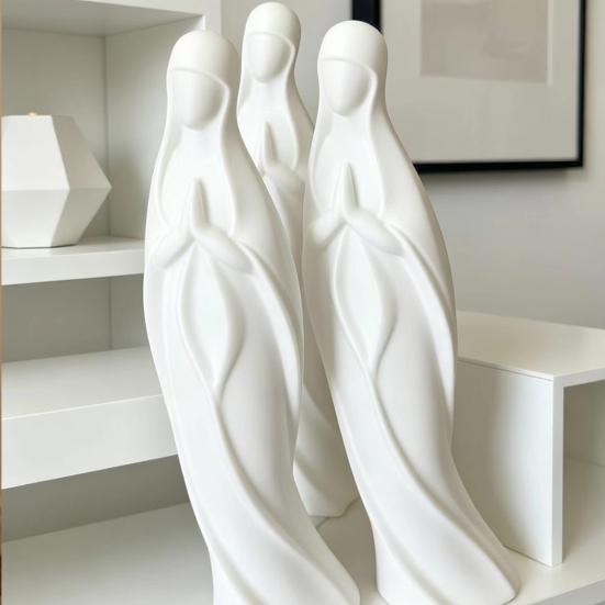 Virgin Mary Statue 3D Printed Catholic Religious Saint Mary Figurine Blessed Mother Sculpture for Home Decor