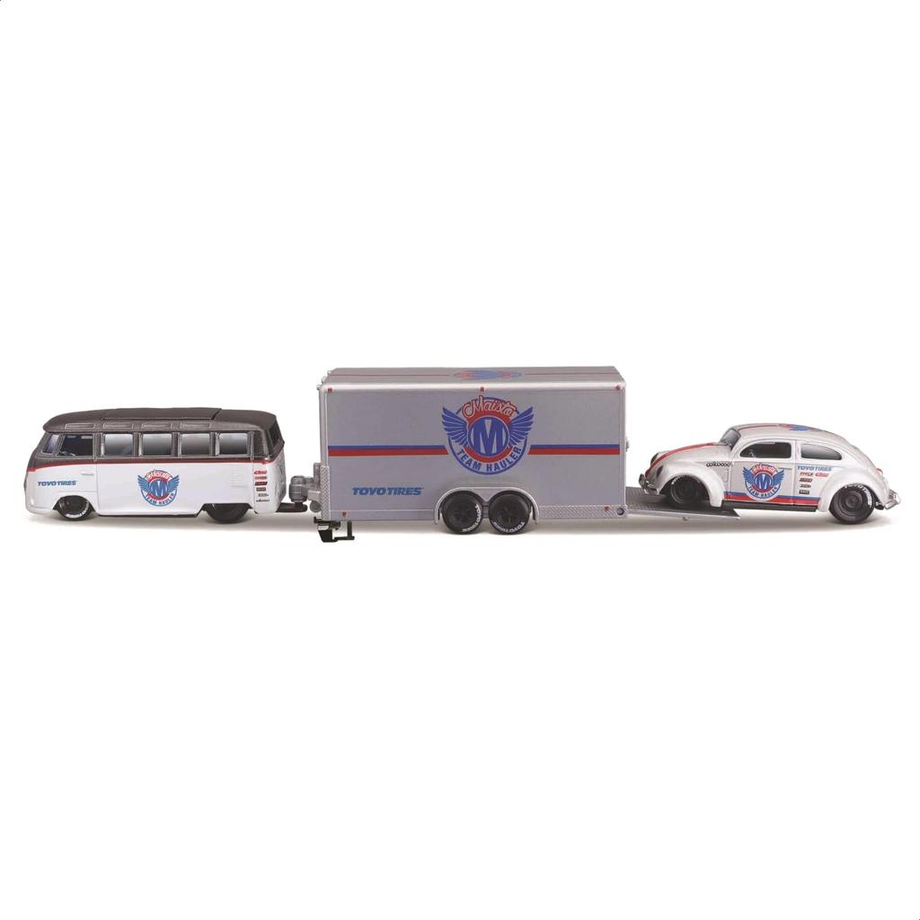 Maisto Design Team Hauler Series Scale Diecast Model Car Samba Beetle Maisto 1/64 (Volkswagen Van/Volkswagen Silver)