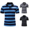Men's Polo Shirt Breathable Comfortable Stripe Loose Men's Short Sleeve T-shirt