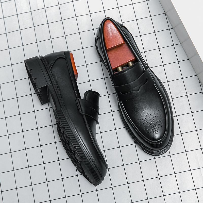 Модная мужская ретро формальная обувь Черная Коричневая Деловая Повседневная Обувь с резным узором на одном футе Английские лоферы Джентльменская социальная обувь Размер 38-46 Мужская обувь