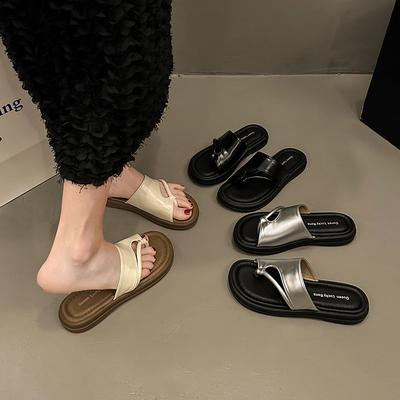 2025 новые летние тапочки с низким верхом и неглубоким вырезом для приморского отпуска, в стиле ретро, удобные, с мягкой подошвой, с узором «елочка», крутые, для улицы