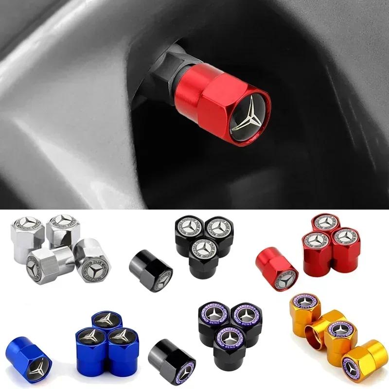 New C200 E200 For Mercedes Benz 4Pcs Car Wheel Valve Caps Tire Tyre Stem Air Cover Metal Emblem Accessories For Mercedes Benz G