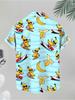 Men's Casual Banana Print Short - Sleeve Shirt, Made of Polyester, Multiple Specifications Available, Fashionable & Comfortable for Daily Wear &