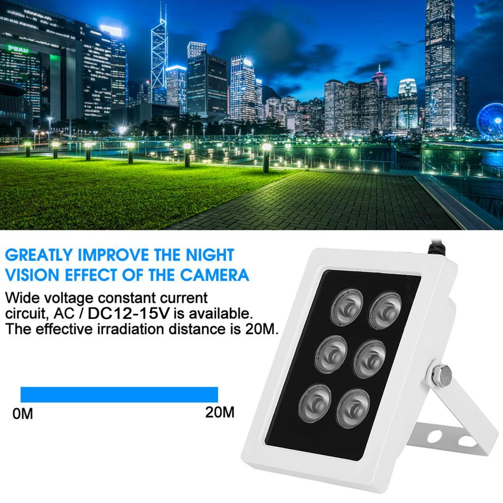 DC12V 6W Infrared Fill Light 6 Lamps IR Illuminators IP66 Waterproof for Security Surveillance