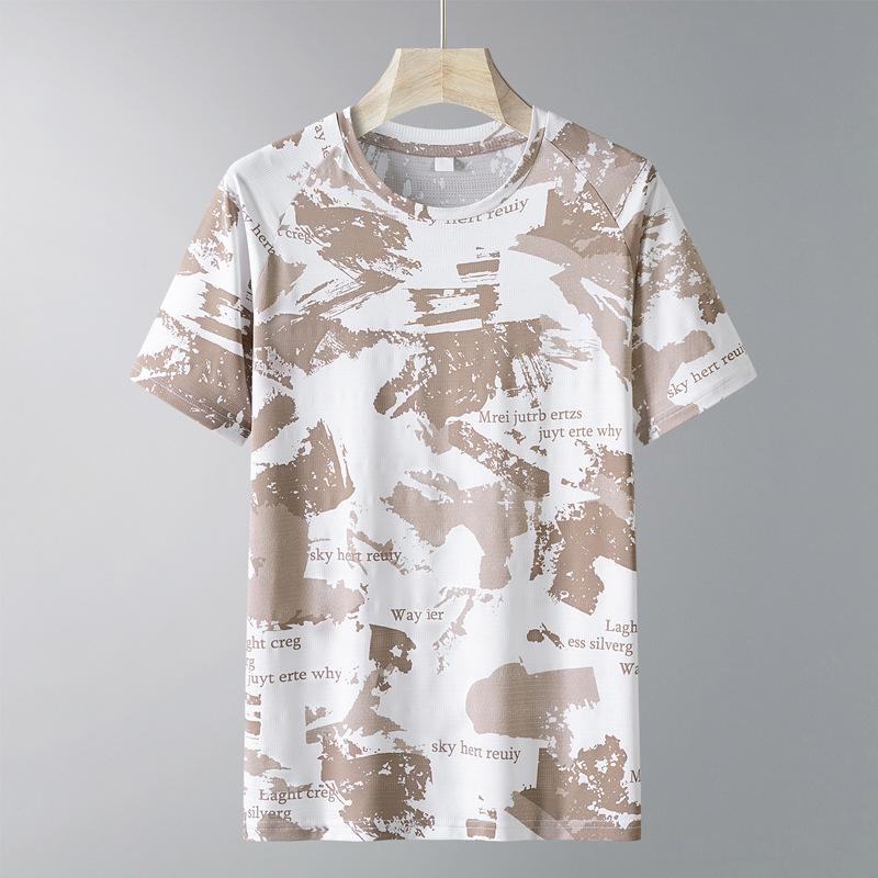 Ice Silk Men's Short Sleeved Summer Thin T-shirt Loose Oversized Handsome Casual T-shirt