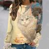 Cute Cat Long Sleeves T Shirt Fashion Trend Women's T-shirts Fall/Winter Cotton Casual Pullover Street Loose Women Clothing Tops