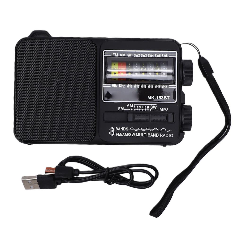 Портативное радио AM FM SW Bluetooth с фонариком, USB-зарядкой, коротковолновым диапазоном, воспроизведением с USB, большим регулятором для пожилых людей