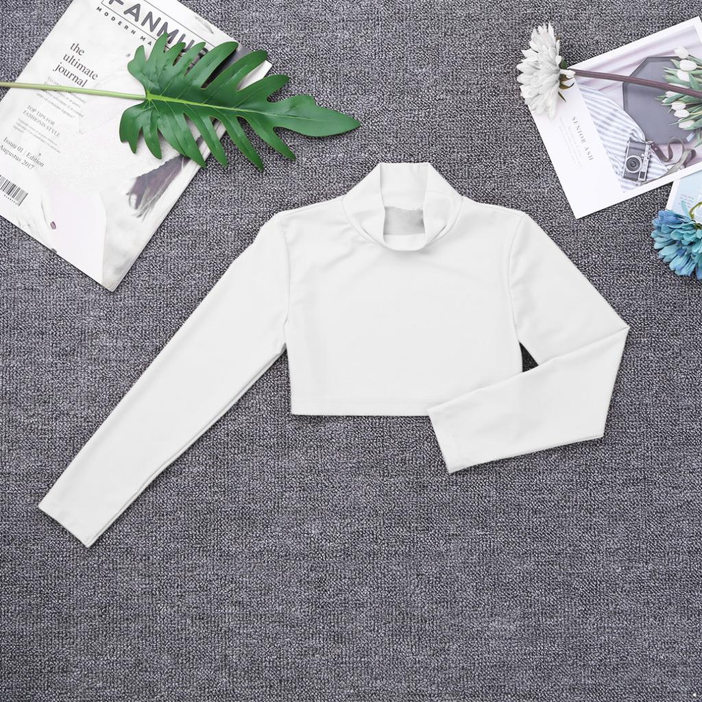 Детские танцевальные костюмы, укороченный топ с длинными рукавами и высокая низкая шифоновая юбка, комплект для детей, девочек