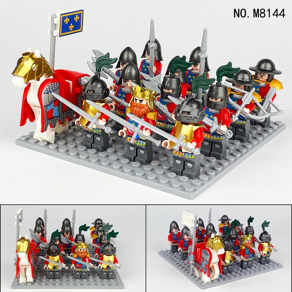 MOC Medieval Red Dragon Knight Legion Soldier Minifigures Building Block Toys