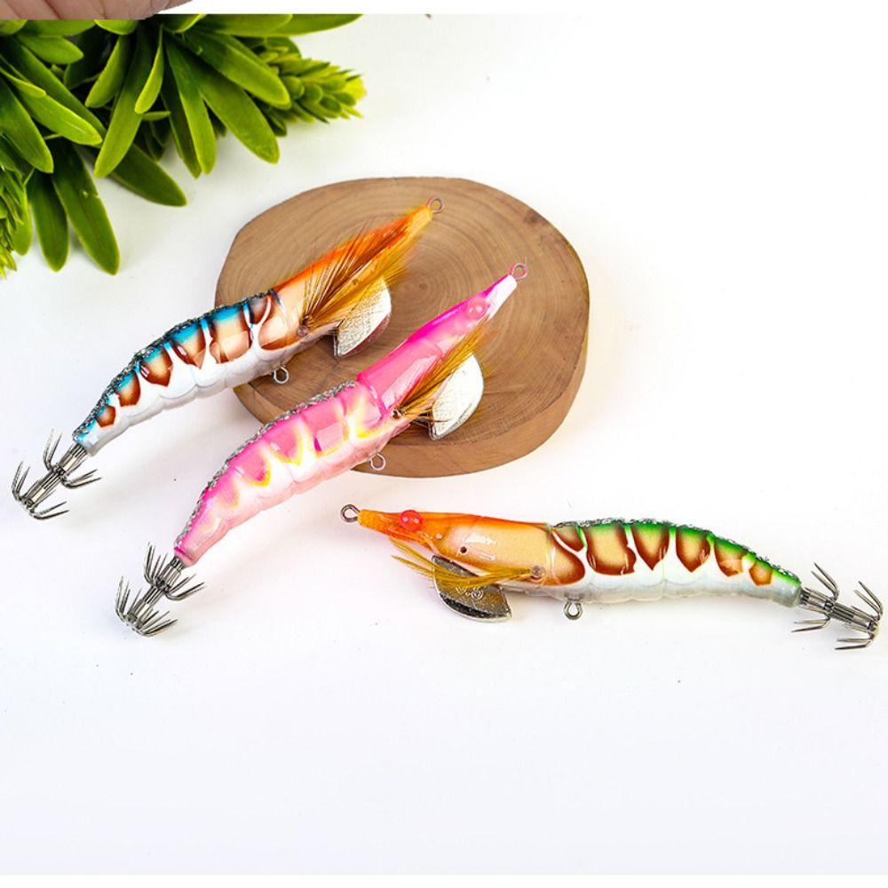 130mm/20g Wood Shrimp Lures 3.5# Squid Hook 2025 Octopus Lure Simulation
