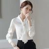 Chiffon Shirt Women's Design Sense Niche Blouse Drape Temperament Long-sleeved Spring and Autumn White Bow Shirt
