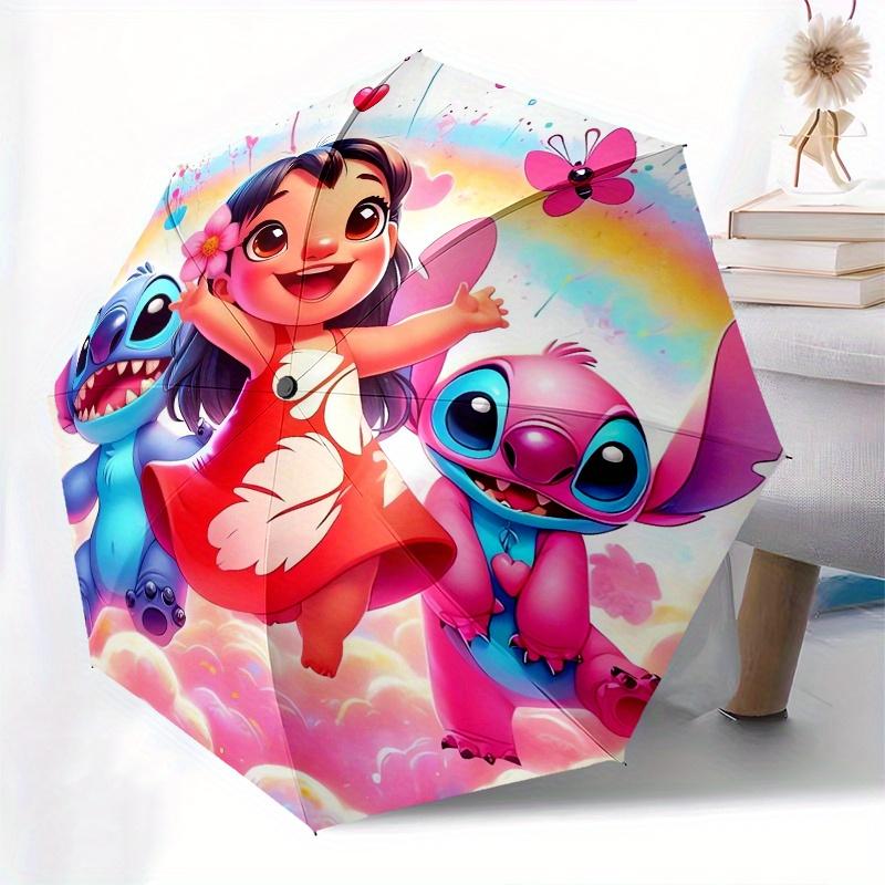 Lilo,Stitch Automatic Opening and Closing Umbrella   8 Ribs Windproof Portable Folding Umbrella with Plastic Handle, Suitable for Casual and