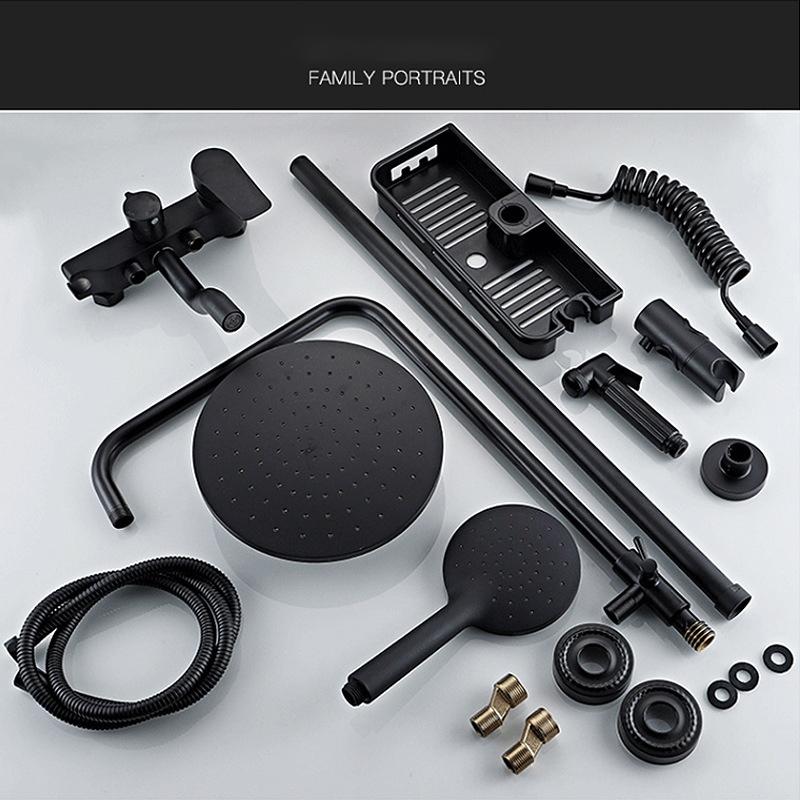 Латунные смесители для душа, смеситель для душа, кран, смеситель для биде, набор для душа с дождевой водой, спрей для душа с полкой, черный