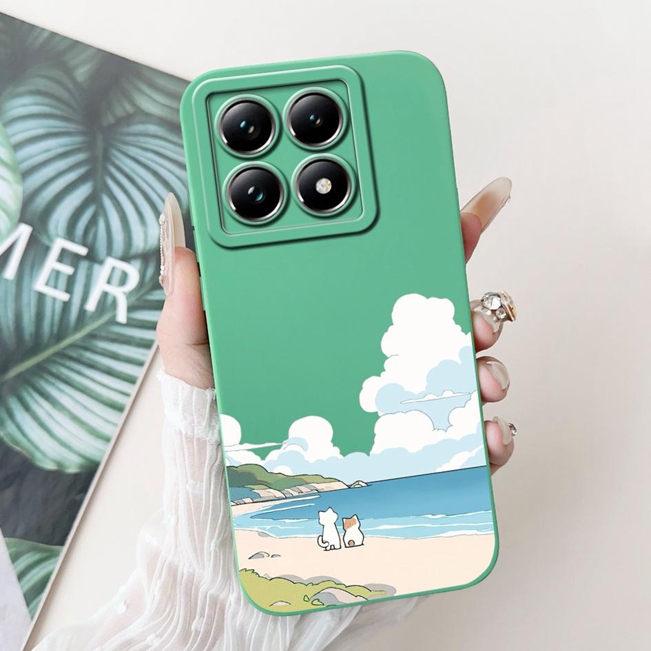 Чехол для Xiaomi 14T 14T Pro Чехол Милый Мультяшный Панда Мягкий Жидкий Силикон Ударопрочный Funda Для Xiaomi 14T Pro Mi14TPro 5G Чехол