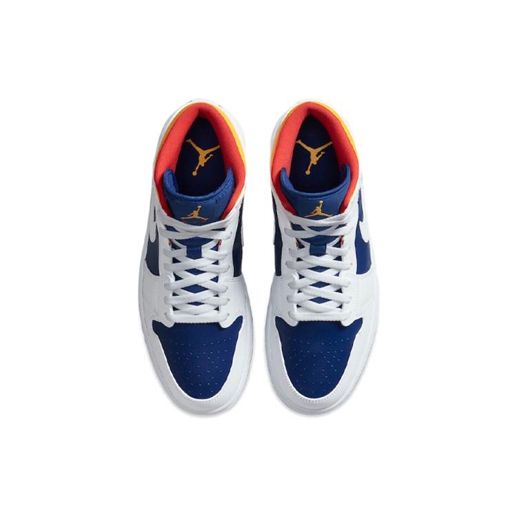 Air Jordan 1 Mid 'Белый Глубокий Королевский Синий' Мужские 554724-131