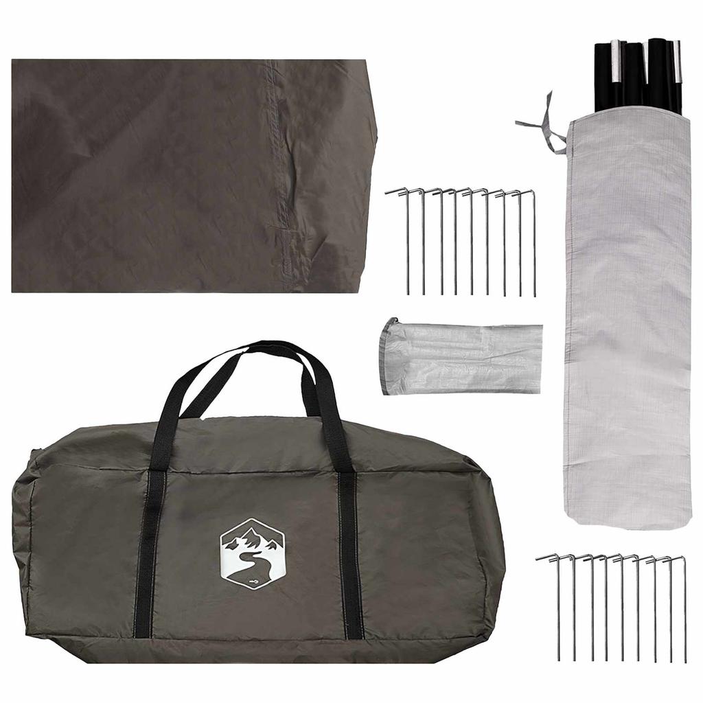 Family Tent Brown & Grey 600 x 400 x 268 cm Polyester and Steel