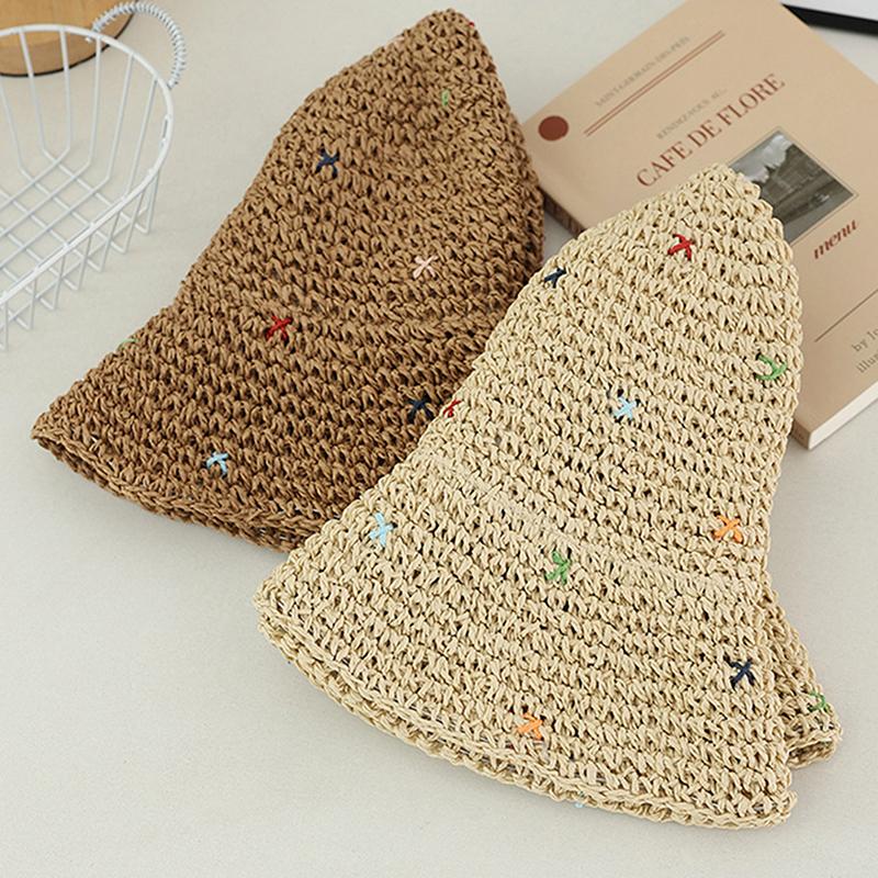 Соломенная шляпа рыбака с волнистым краем и большим карнизом в стиле Insta, женская летняя плетеная шляпа из соломы Love, праздничный пляжный дышащий солнцезащитный козырек