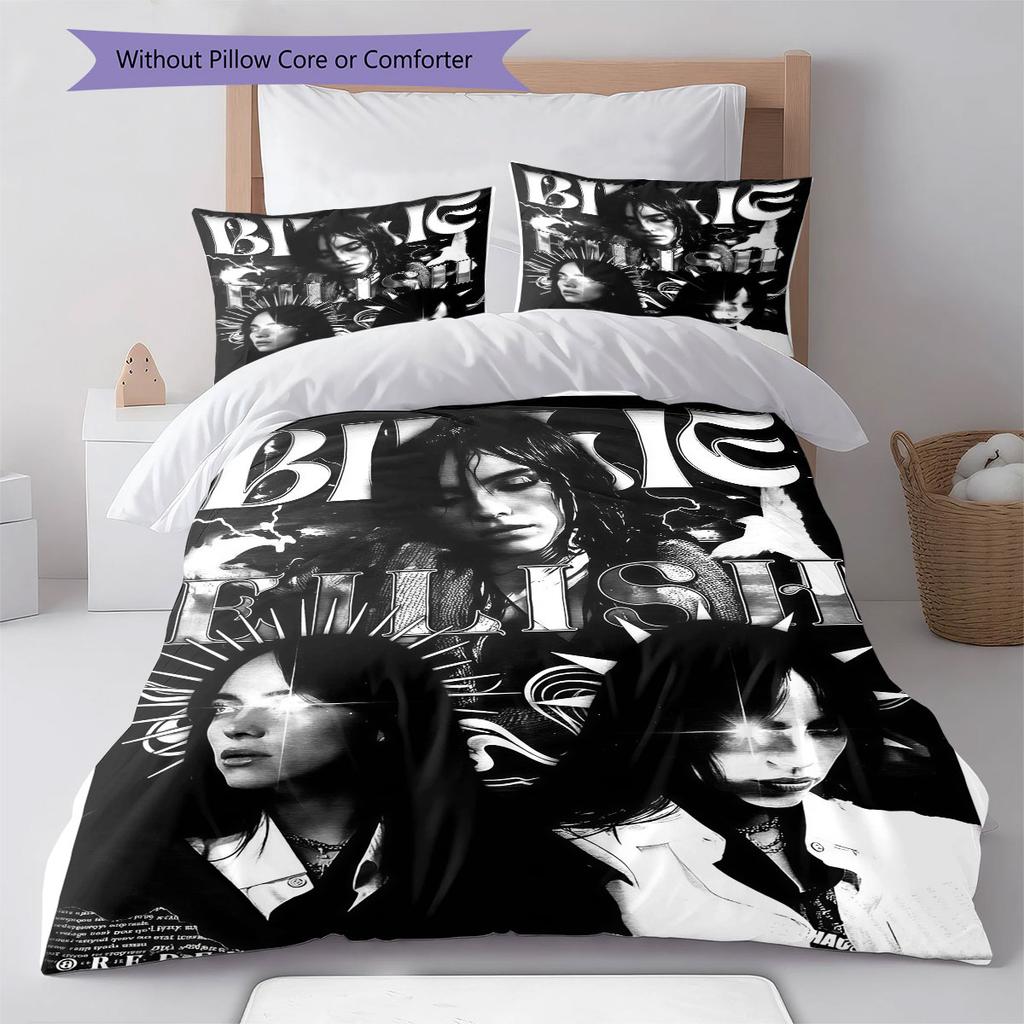 Billie Eilish Bedding Quilt Set Quilt Cover Pillowcase Home Decoration Birthday Gift (1 * duvet cover + 2 * pillowcase, without core)