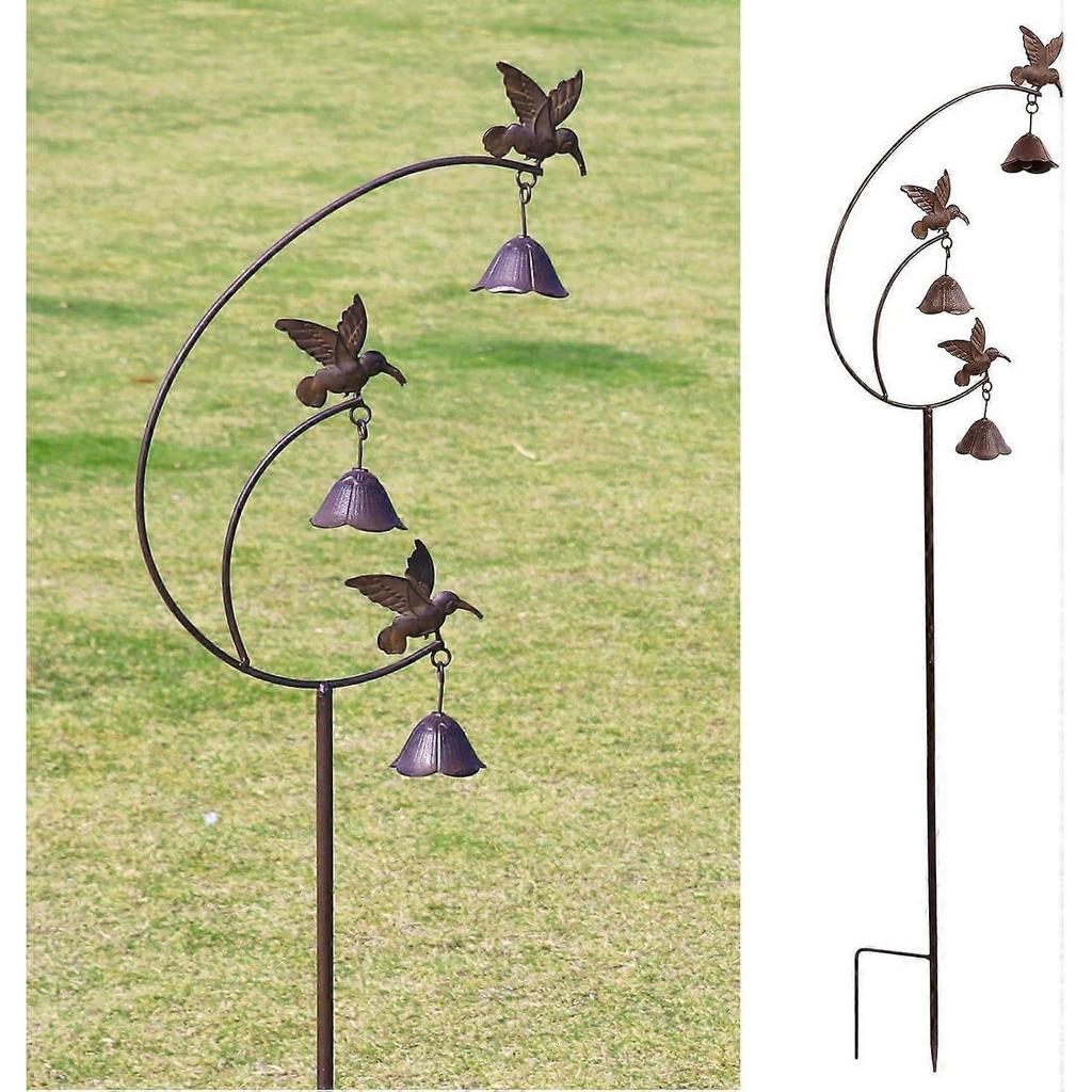Gardens Metal Hummingbirds with Bells for Outside Garden Art,Decorative Garden Stakes