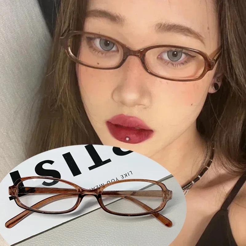 Женские ретро овальные очки Y2K японские и корейские девушки красная зеленая оправа стекло очки декоративные компьютерные очки с защитой от синего света