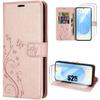 Case for Samsung Galaxy S25 - BOOLING - Pink Synthetic Leather Butterfly Plant Pattern - 2 Tempered Glasses