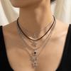Hollow Out Star Pendant Necklace Punk Goth Y2K Metal Necklace Charm Beaded Necklace  Girl