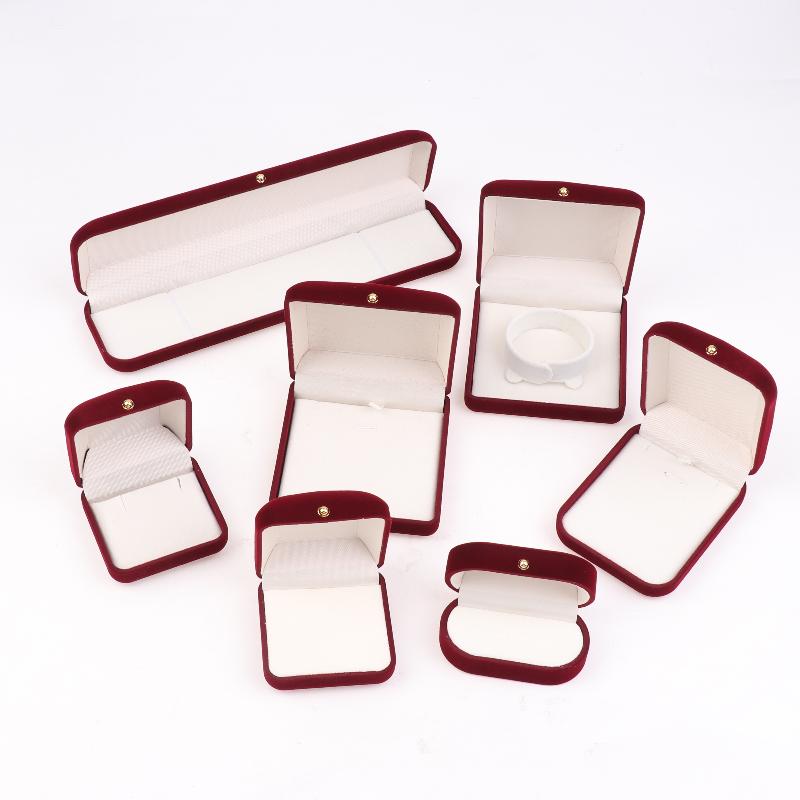 Флокированная шкатулка для украшений с золотой пряжкой, подвеска, кольцо, ожерелье, серьги, браслет, дисплей, коробка для хранения, роскошная подарочная упаковка