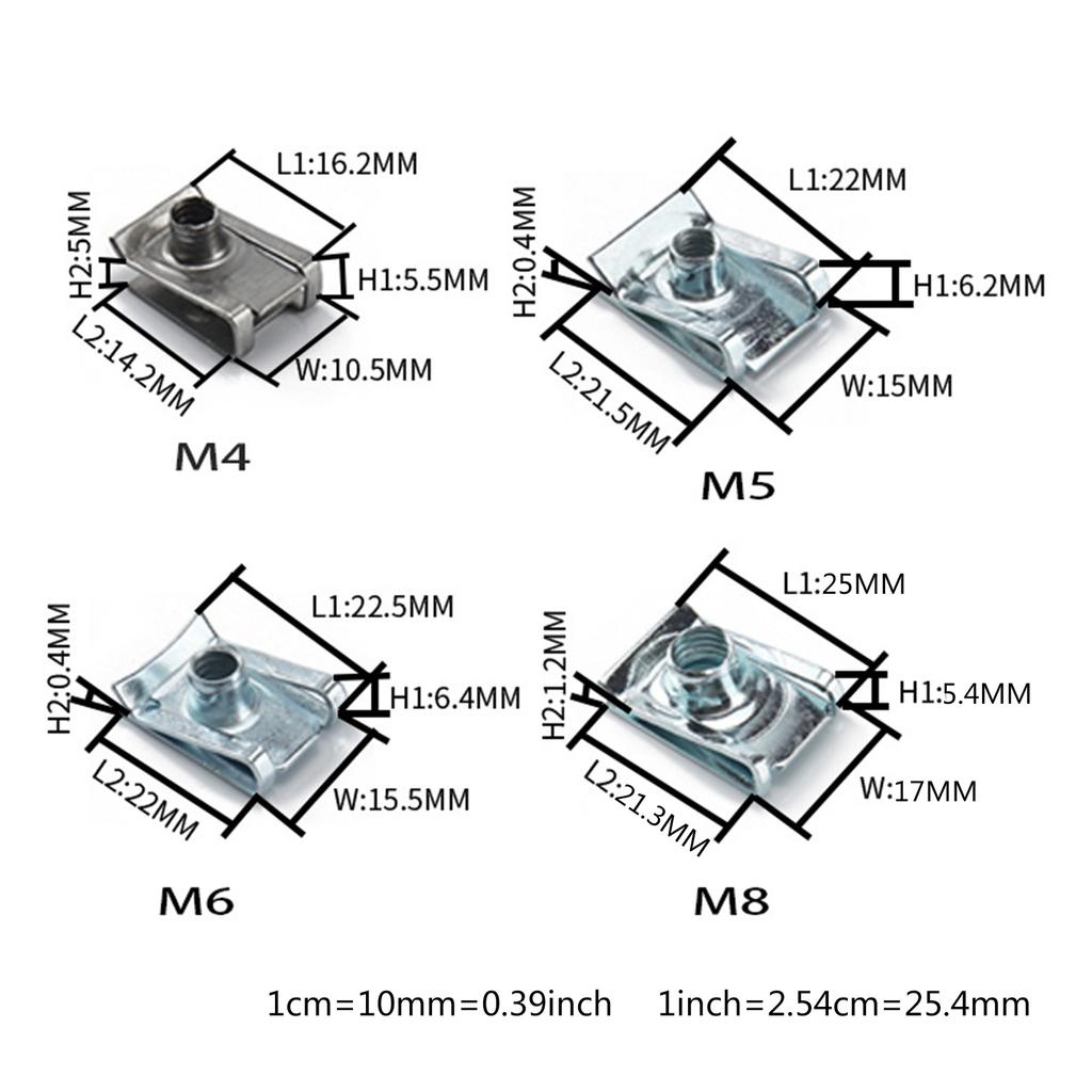 U-образный гаечный зажим, крепеж из нержавеющей стали U?Зажимы для гайки дымохода для мотоциклов и автомобилей M4-M5-M6-M8 10 шт./комплект Компактный размер