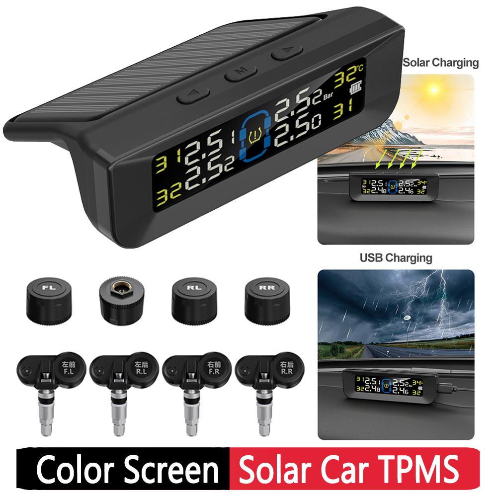 Солнечная беспроводная TPMS высокоточная беспроводная система контроля давления в шинах с внешним/внутренним датчиком сигнализации давления в шинах