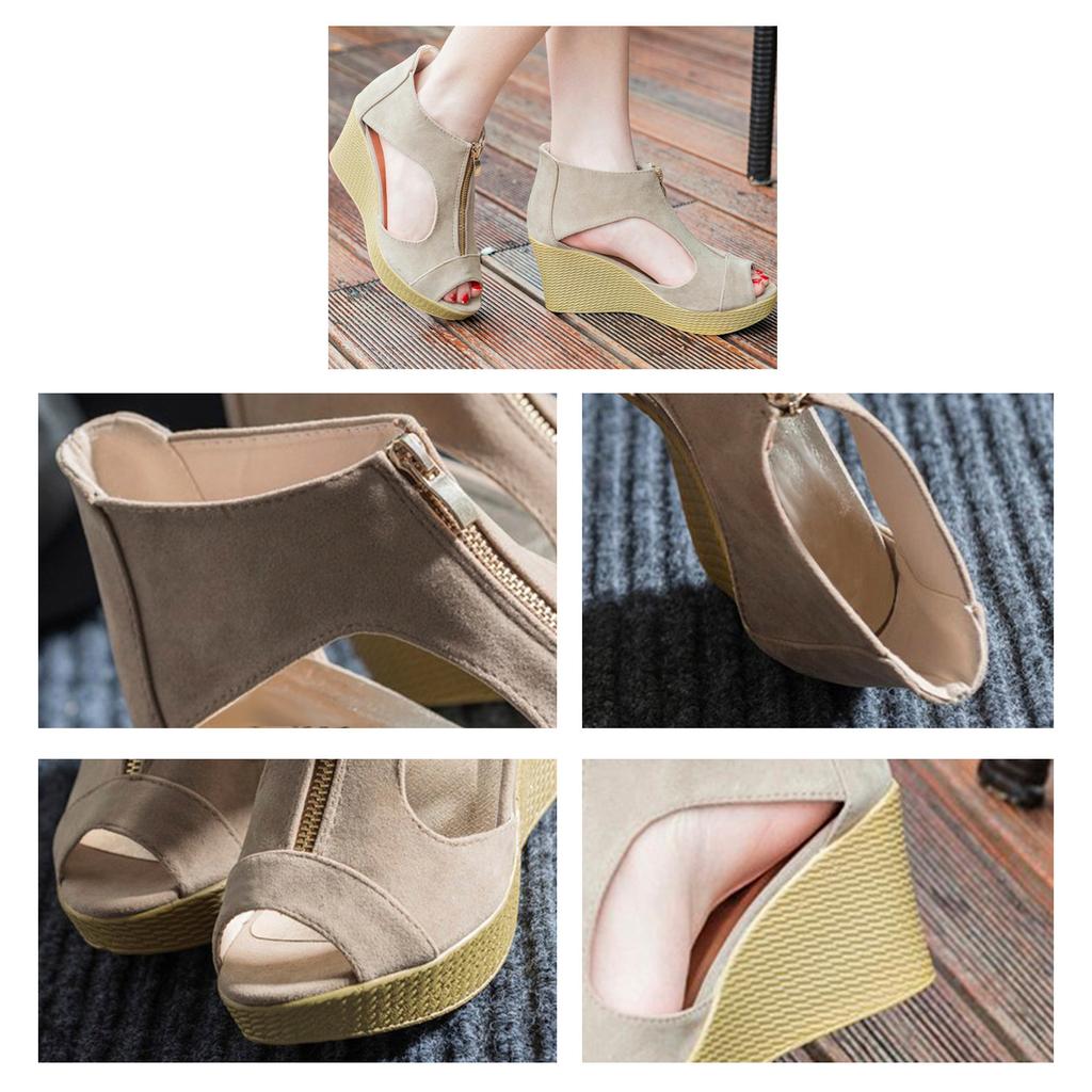 Женская обувь на танкетке, винтажные туфли на высоком каблуке с открытым носком и застежкой-молнией, сандалии