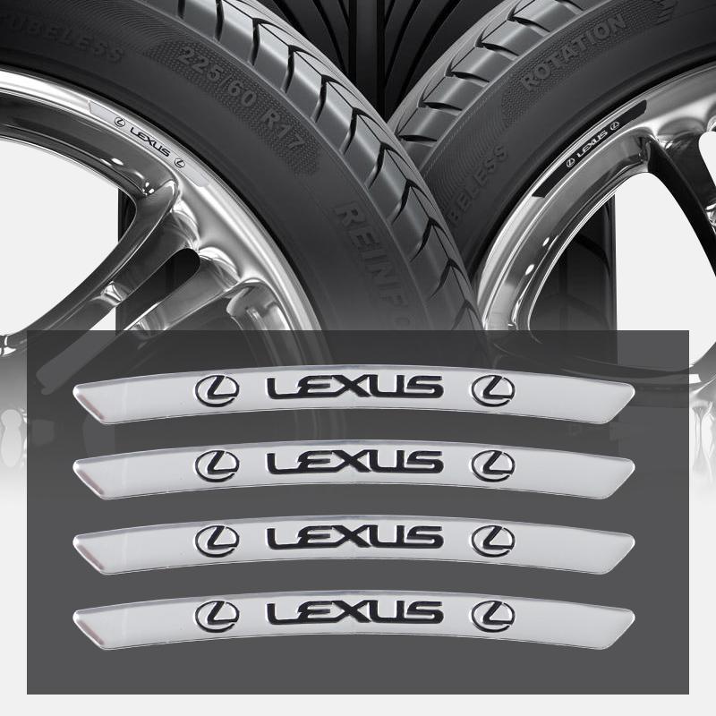 4Pcs Car Wheel Hub Rim Badge Stickers Decals Decoration For Lexus FSPORT LBX NX RX 350h 450h ES UX 300e GS GX IS LS LX CT LC RC