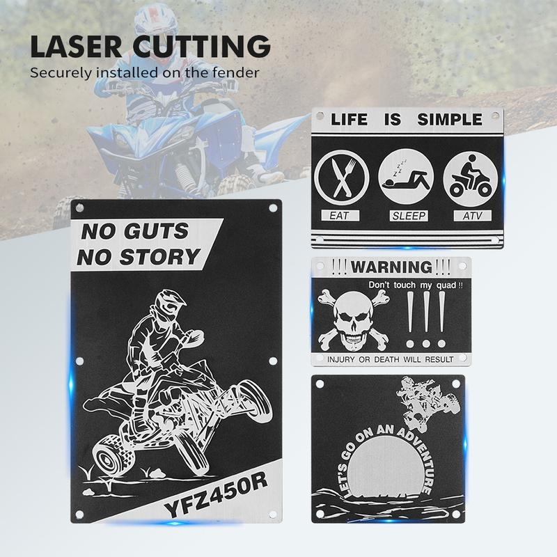 For YFZ450 Fender Warning Tags Plates Badges ATV Sticker 5052-Aluminum For Yamaha YFZ450R 2009-2024 YFZ 450 2010 2011 2012 2013
