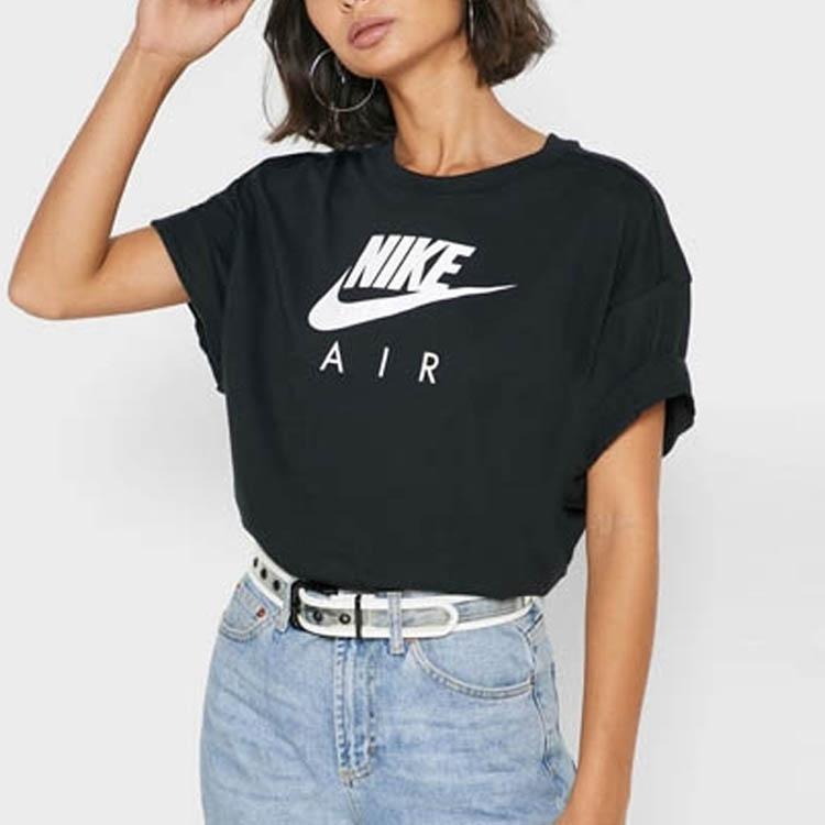 (WMNS) Nike Air Logo Printing Loose Knit Sports Short Sleeve Black T-Shirt Women's DB3841-010